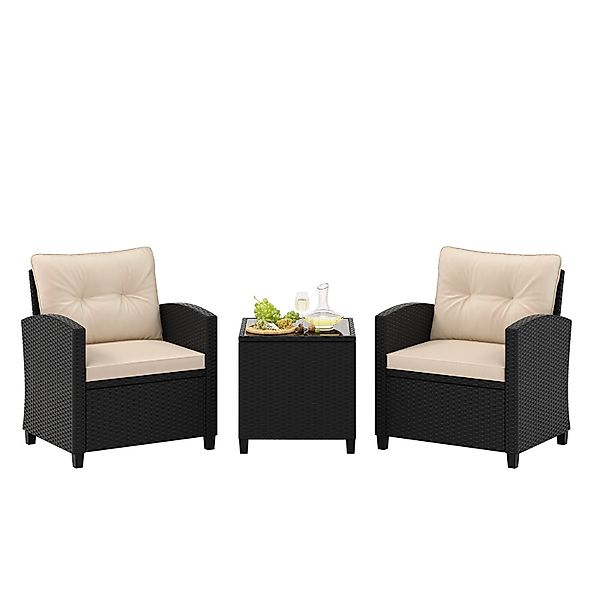 COSTWAY Balkonset, (3-tlg), Rattan, 2 Sessel günstig online kaufen