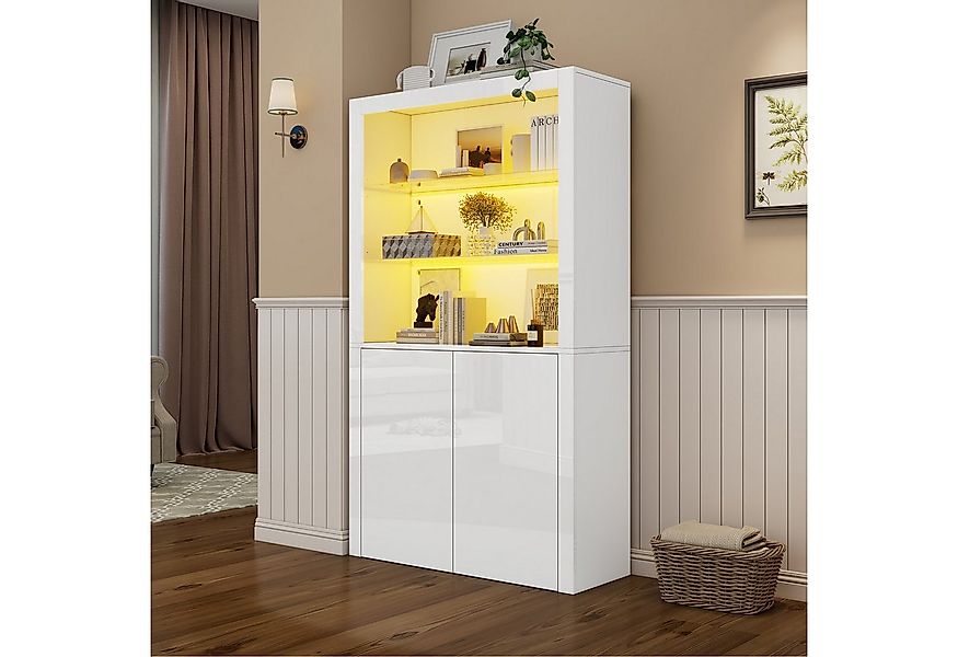 OKWISH Vitrine Hochglanz-Aufbewahrungsschrank (Sideboard, Wohnzimmerschrank günstig online kaufen