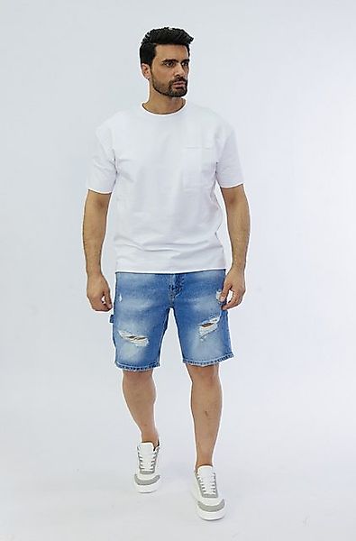 Denim House Jeansshorts Lässige Loose Fit Jeanscapri im Destroyed Look Blau günstig online kaufen