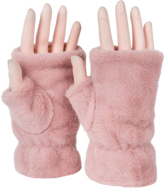 styleBREAKER Fleecehandschuhe Fingerlose Handschuhe Kunstfell Einfarbig günstig online kaufen