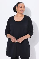 Ulla Popken Longshirt Longshirt A-Linie Rundhalsausschnitt günstig online kaufen