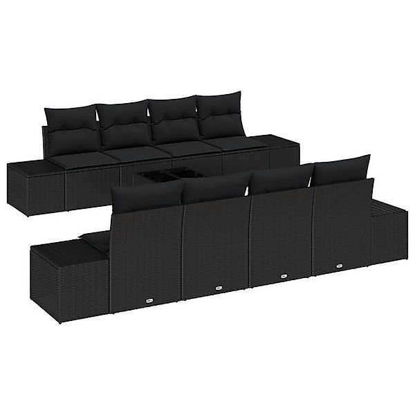 vidaXL Loungesofa 7-teiliges Garten Sofa Set mit Kissen Schwarz Poly Rattan günstig online kaufen
