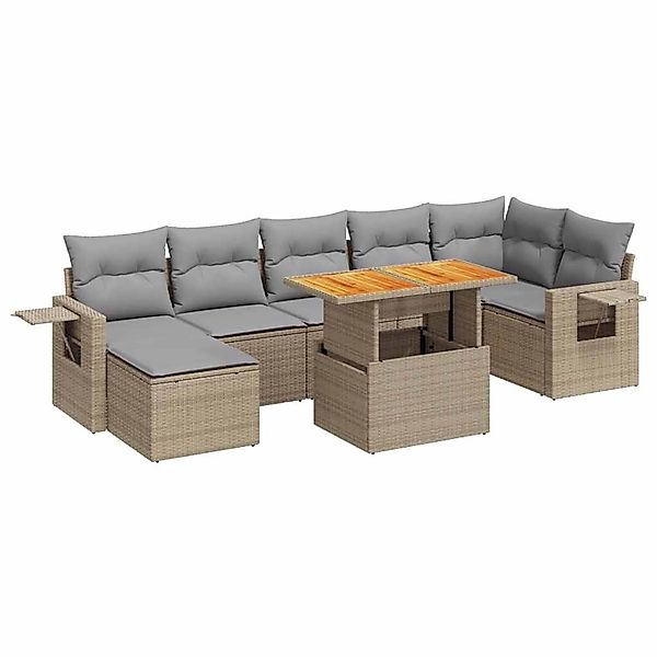 vidaXL 8-Tlg Garten-Sofagarnitur mit Kissen Beige Poly Rattan 3327181 günstig online kaufen
