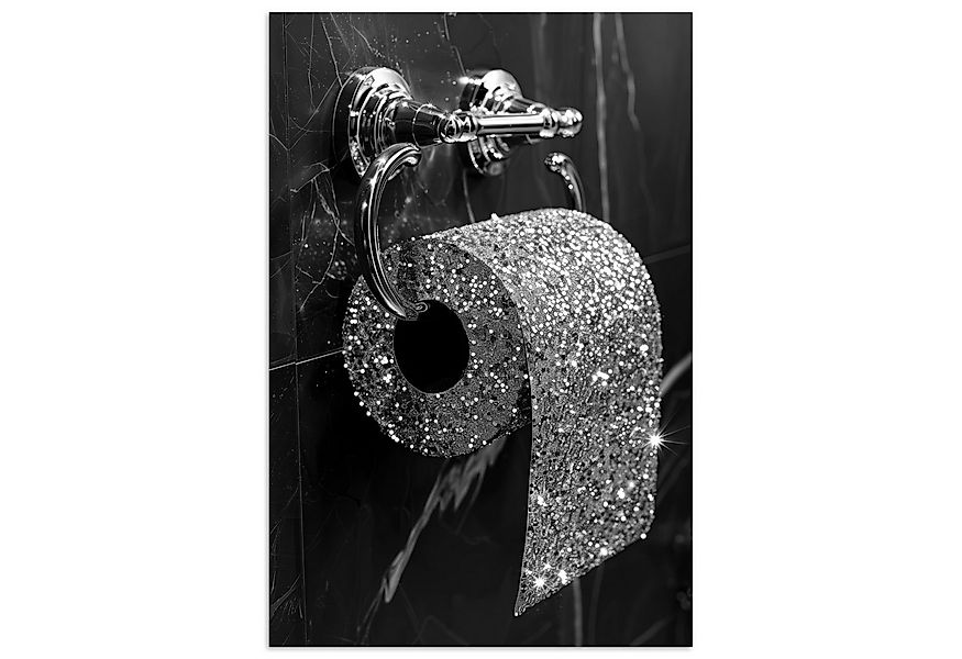 MuchoWow Poster WC - Toilettenpapier - Schwarz und weiß - Glitter, (1 St), günstig online kaufen