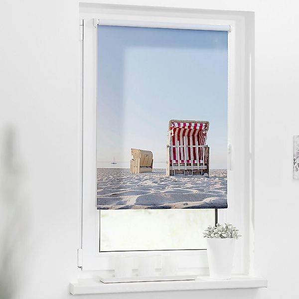 Verdunkelungsrollo Strandkorb blau B/L: ca. 70x150 cm günstig online kaufen