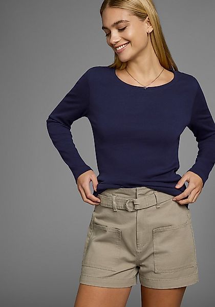 H.I.S Langarmshirt figurbetonte Passform, Feinrippstoff aus Baumwolle und V günstig online kaufen