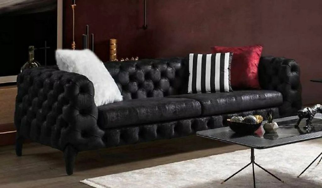 Casa Padrino Chesterfield-Sofa Luxus Chesterfield Sofa Schwarz 235 x 98 x H günstig online kaufen