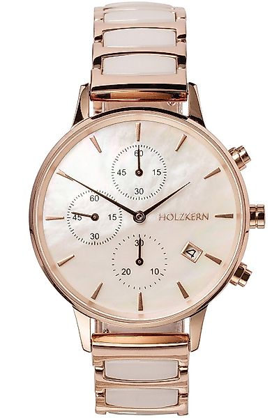 Holzkern Quarzuhr Chronograph Shiny Perlmutt/Keramik günstig online kaufen