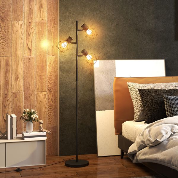 HOMCOM Stehlampe mit 3 E27 Fassungen, günstig online kaufen