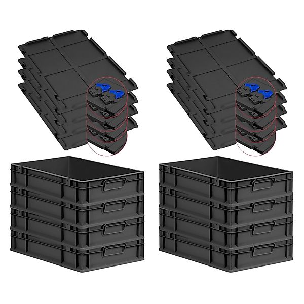 PROREGAL SuperSparSet 8x Eurobox Nextgen Grip Mit Scharnierdeckel Und Blaue günstig online kaufen