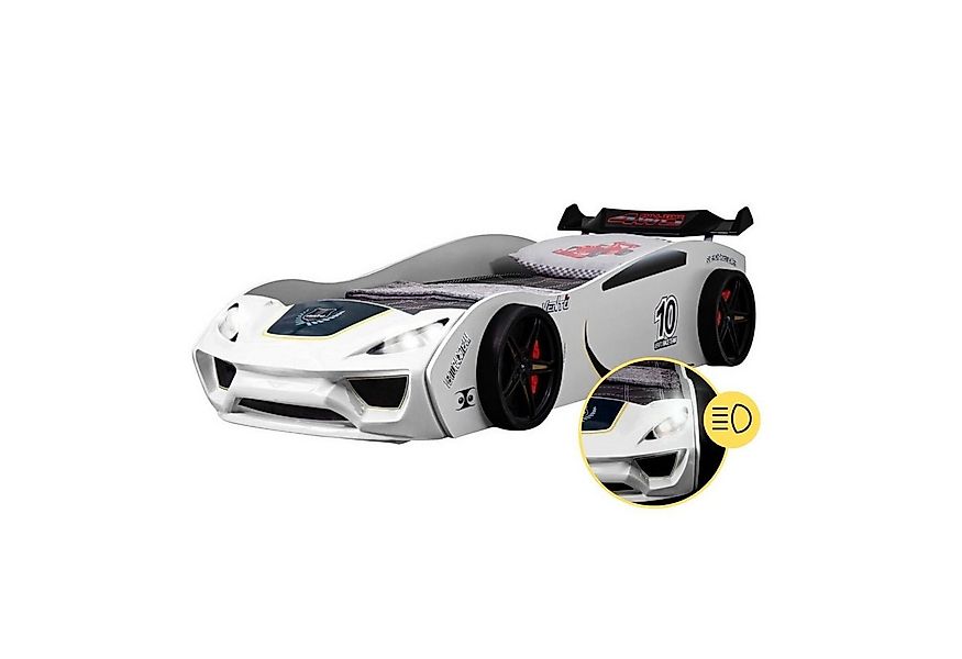 Coemo Autobett DREAM RACER (Spielbett mit Spoiler), Weiß Kinderbett 90x200 günstig online kaufen
