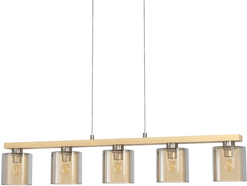 EGLO Hängeleuchte CASTRALVO Pendellampe, Stahl, Holz und Glas, E27, IP20, E günstig online kaufen