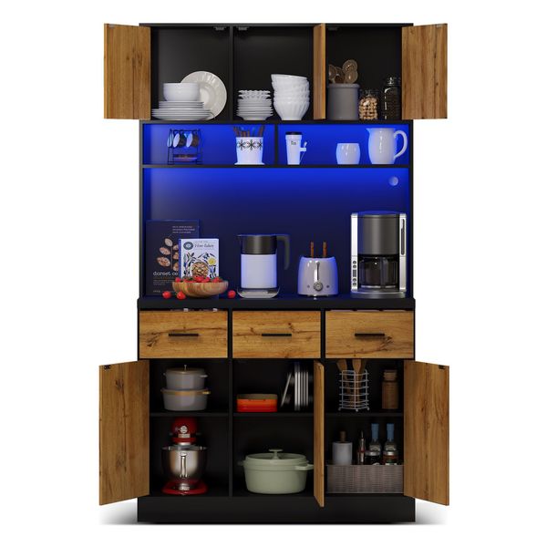 Odikalo Hochschrank Buffet 100x40x180cm verstellbaren Einlegeböden günstig online kaufen