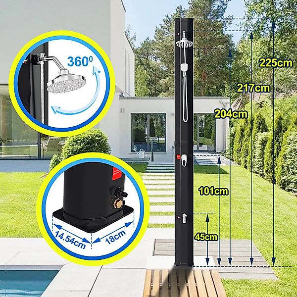 Clanmacy Solardusche Solardusche Gartendusche mit Gartenschlauch-Anschluss günstig online kaufen