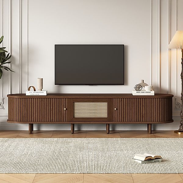 Merax Lowboard Ovaler TV-Schrank mit goldenen günstig online kaufen
