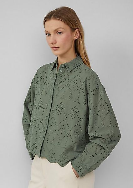 s.Oliver Langarmbluse Verkürzte Bluse mit Lochstickerei Lochstickerei günstig online kaufen