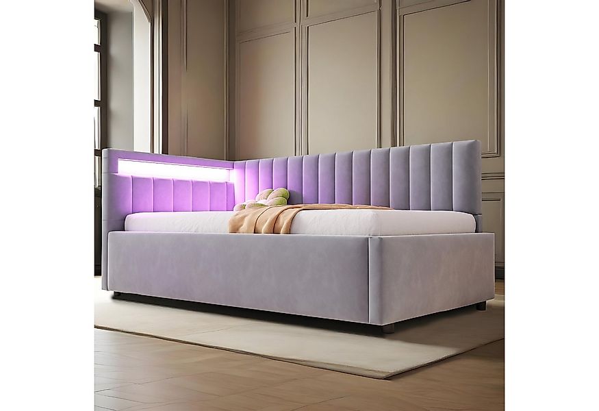 MODFU Schlafsofa Kinderbett, 90x200 cm mit LED-Beleuchtung, hydraulischem S günstig online kaufen