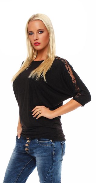 Mississhop 3/4-Arm-Shirt Damen Shirt mit Spitze günstig online kaufen