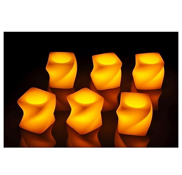 Haushalt International LED-Kerze 55046 6er Echtwachs-Kerzen-Set weiß eckig- günstig online kaufen