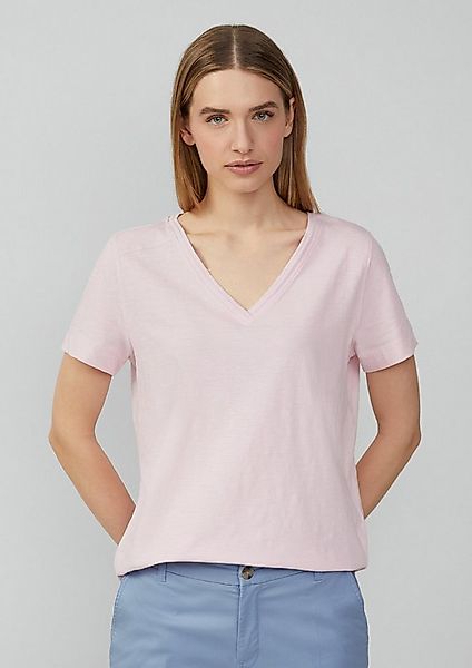 s.Oliver Kurzarmshirt T-Shirt T-Shirt aus Flammgarn mit V-Ausschnitt günstig online kaufen