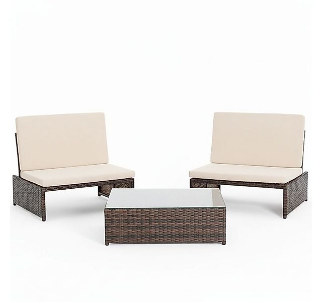 Mucola Balkonset Balkon-Sitzset 3-teilig aus Polyrattan – kompakt für Balko günstig online kaufen