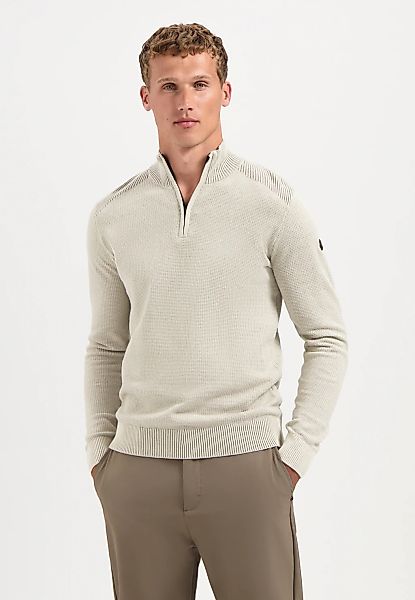 NO EXCESS Stehkragenpullover "No Excess Strukturierter Half-Zip-Pullover" günstig online kaufen