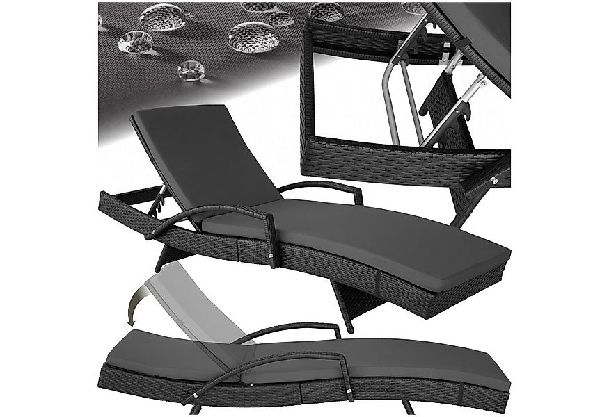 tectake Gartenliege Rattan Sonnenliege, 1 St., 5-fach verstellbare Rückenle günstig online kaufen