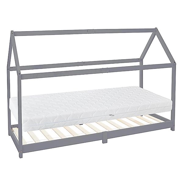 ML-Design Kinderbett 90x200 cm Hellgrau mit Matratze H16cm Lattenrost günstig online kaufen