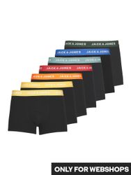 Jack & Jones 7-er Set Trunks Schwarz mit verschiedenfarbigem Webbund günstig online kaufen
