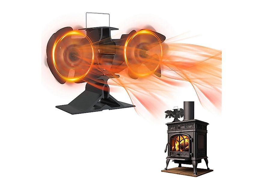 FIVMEN Kaminventilator 8 Blätter Mit 2 Motoren Kaminventilator Ofenventilat günstig online kaufen