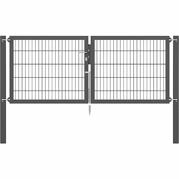 Doppeltor Flexo Plus 250 cm x 100 cm Pfosten 80 cm x 80 cm Anthrazit günstig online kaufen
