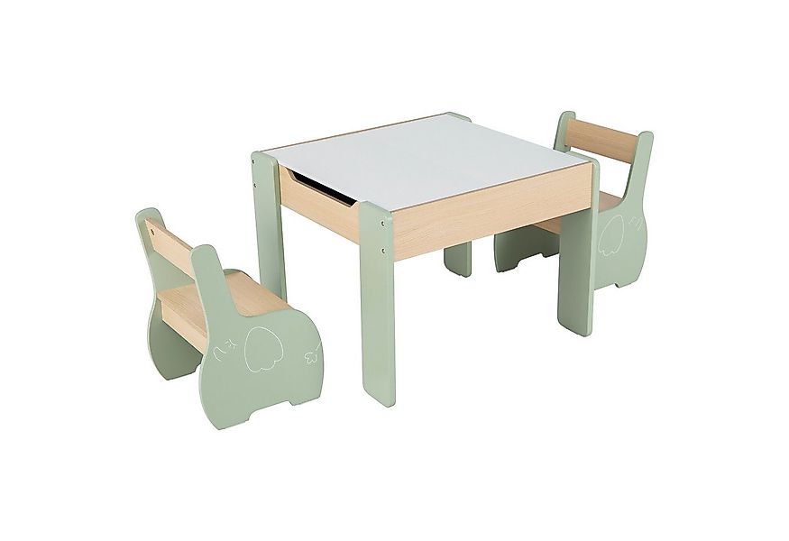 COSTWAY Kindersitzgruppe 3tlg. Kindertisch, aus Holz, mit 2 Stühlen günstig online kaufen