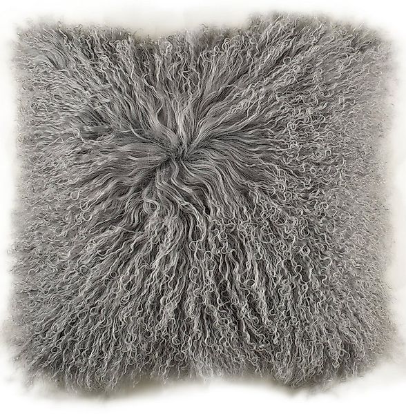 KUHFELL online & NOMAD Dekokissen Echtes Tibet Lammfell Kissenbezug Grau Sc günstig online kaufen