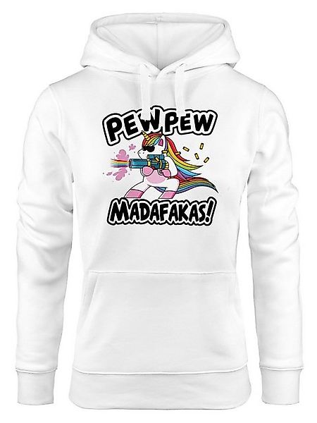 MoonWorks Hoodie Kapuzen-Pullover Damen Pew Pew Madafakas böses Einhorn Reg günstig online kaufen