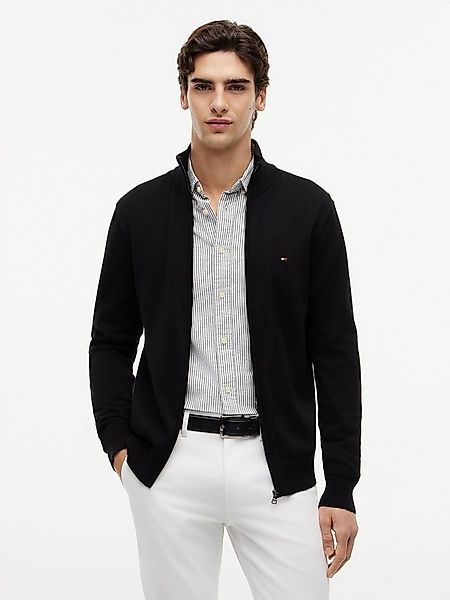Tommy Hilfiger Strickjacke ESSENTIAL COTTON ZIP THRU mit Logostickerei günstig online kaufen