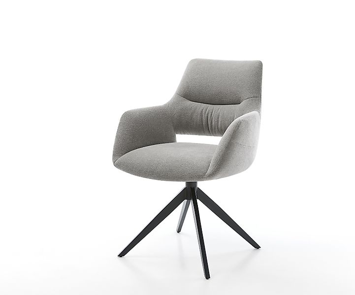 Drehstuhl Yago-Flex mit Armlehnen Strukturstoff Soft Grau Kreuzgestell brei günstig online kaufen