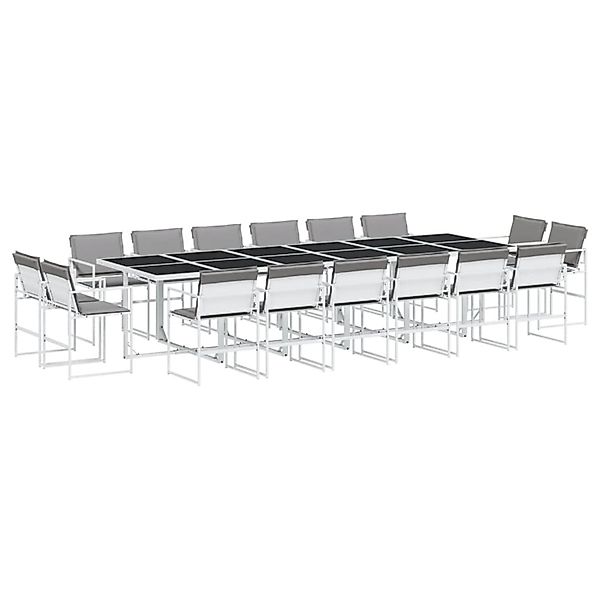 vidaXL 17-Tlg Garten-Essgruppe mit Kissen Weiß Textilene 3295097 günstig online kaufen