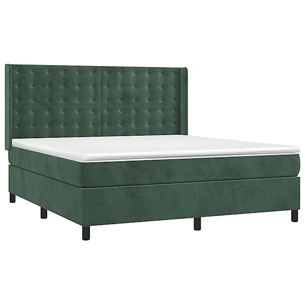 vidaXL Boxspringbett mit Matratze & LED Dunkelgrün 180x200 cm Samt 3139820 günstig online kaufen