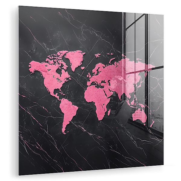 MuchoWow Acrylglasbild Weltkarte - Rosa - günstig online kaufen