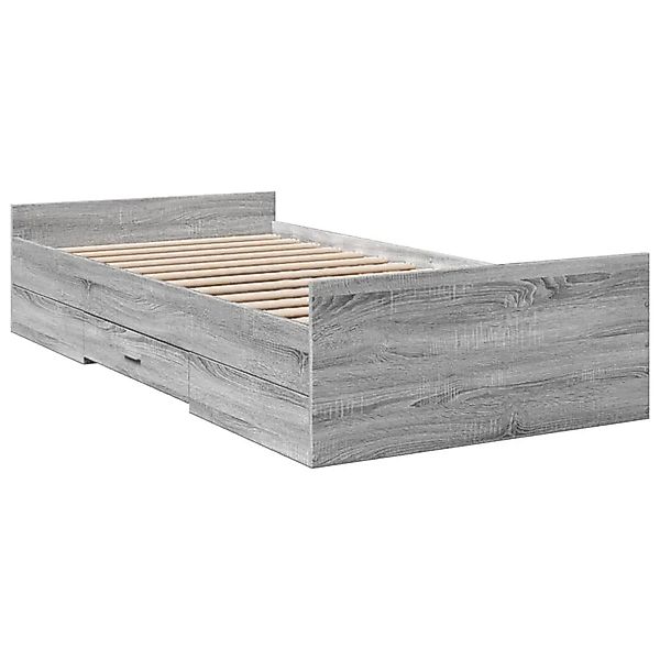 vidaXL Bettgestell mit Schubladen Grau Sonoma 75x190 cm Holzwerkstoff 32803 günstig online kaufen