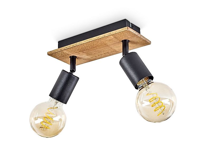 hofstein Deckenleuchte »Agnino« Deckenlampe aus Metall/Holz in Schwarz/Natu günstig online kaufen