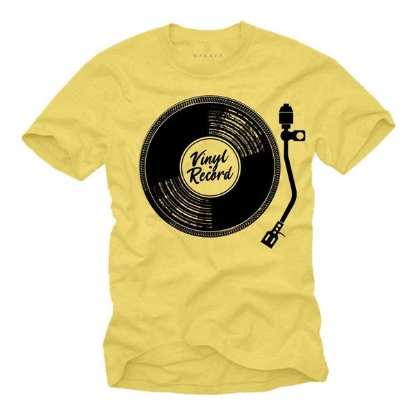 MAKAYA T-Shirt Herren Vintage Schallplatte Hip günstig online kaufen