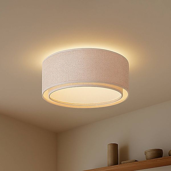 Lindby Deckenleuchte Soula, Ø 60 cm, beige, Kunststoff, E27 günstig online kaufen