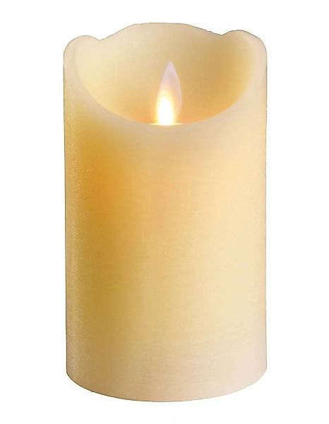 LED Kerze Stumpenkerze Echtwachs Elfenbein Weiß tanzende Flamme Timer H 12c günstig online kaufen