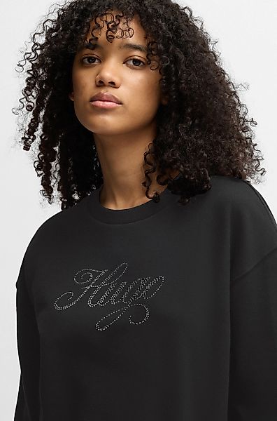 HUGO Blue Sweatshirt "Oversized Crew", mit Flower Backprint, Straß Logo Pri günstig online kaufen