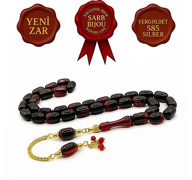 M-Punkt24 Kettenanhänger Tesbih Tespih (Rot - Schwarz, Kirmizi - Siyah, 7x1 günstig online kaufen