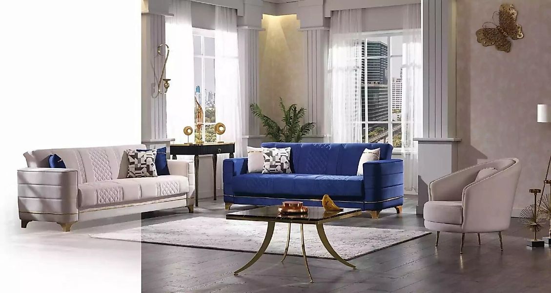 JVmoebel Sofa Designer Sofagarnitur 3+3+1 Sitzer Sofa Stoff Garnitur, 2 Tei günstig online kaufen