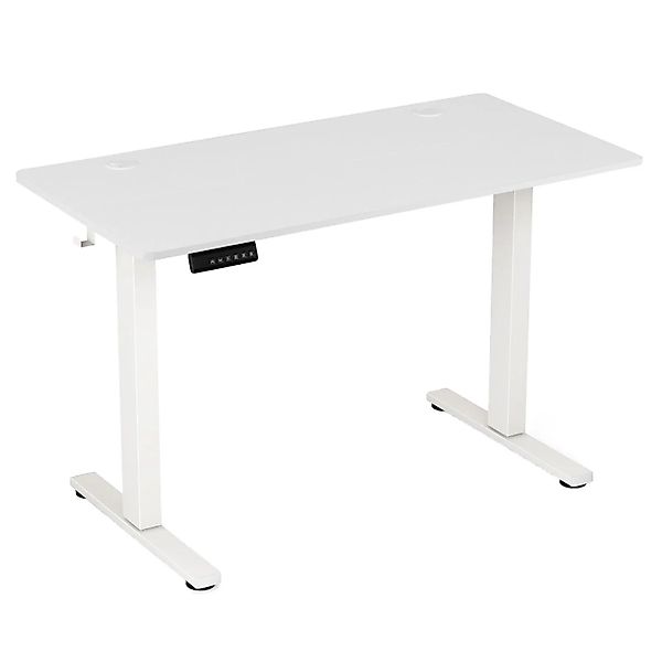 Costway Höhenverstellbarer Schreibtisch 120 x 60 cm mit 2 Haken Weiß günstig online kaufen