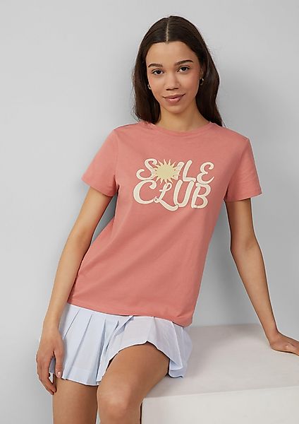 QS Kurzarmshirt Baumwollshirt mit Frontprint günstig online kaufen