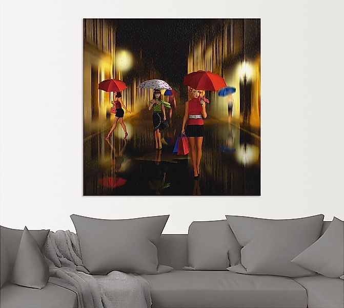 Artland Wandbild »Frauen beim Einkaufen im Regen«, Frau, (1 St.), als Alubi günstig online kaufen